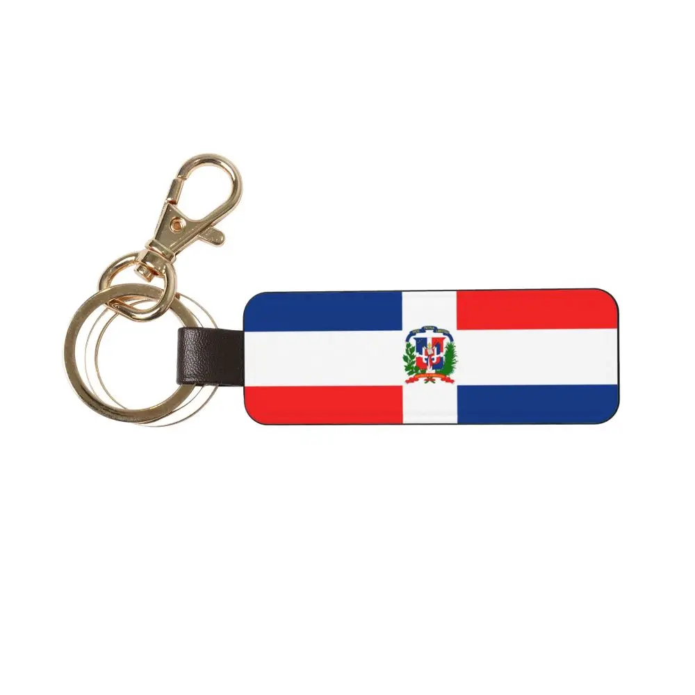 Dominican Republic Flag Genuine Leather Car Keychain Universal Keychain Genuine Leather Keychain Unisex  Beautiful Gift