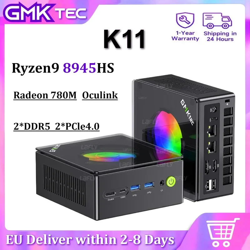 كمبيوتر ألعاب صغير GMKtec K11 Ryzen 9 8945HS Radeon 780M Windows 11 Pro DDR5 32GB 1TB SSD WIFI6 BT5.2 2.5GLan كمبيوتر صغير لألعاب الكمبيوتر