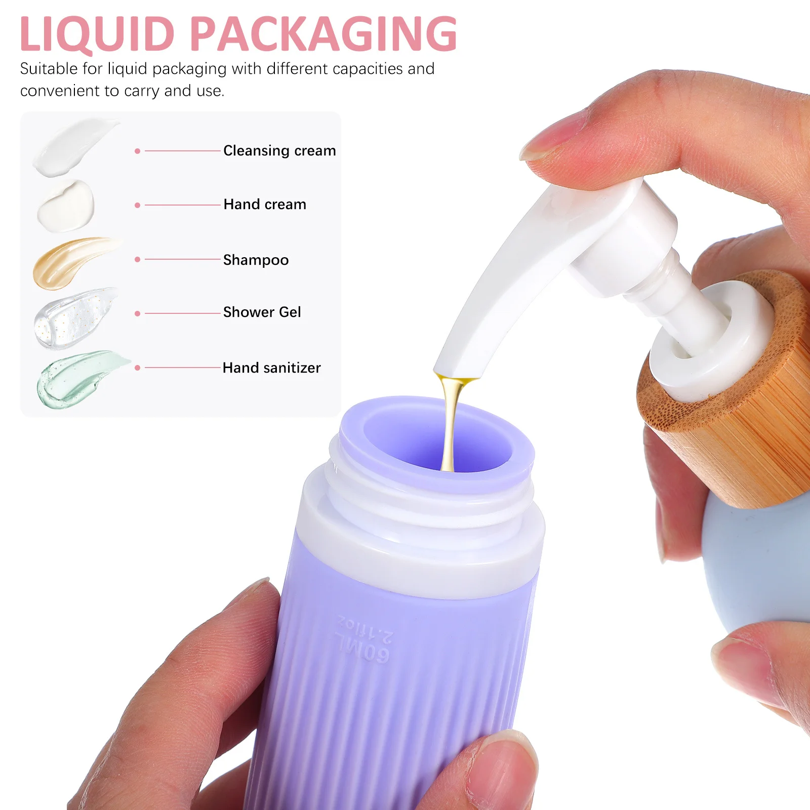 

3Pcs Silicone Travel Bottles Set Multiple Sizes Colors Refillable Squeeze Dispenser Empty Shampoo Conditioner Body Wash