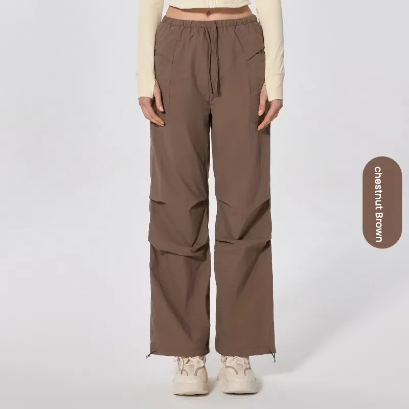 กางเกงกันน้ำสำหรับผู้หญิง เหมาะสำหรับเดินป่า โยคะ กางเกงวอร์มเอวสูง ขากว้าง แฟชั่น ชุดออกกำลังกาย เสื้อผ้าผู้หญิง