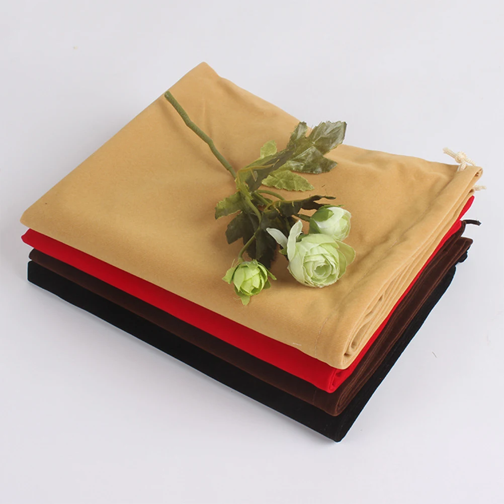 5Pcs Flannel Drawstring Bag Black 25x10cm Hair Dryer Pouch Multifunction Lint Storage Gift Pouch Flannel Drawstring Bag