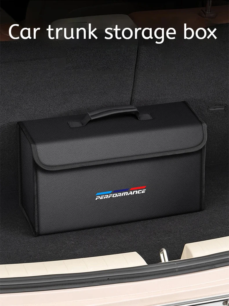 Auto-Leder-Kofferraumorganizer Faltbare Aufbewahrungsbox, Für BMW Performance E46 E90 E60 E36 F90 M3 M5 E87 X3 X5 X6 G30 G32 Zubehör – Detail 3