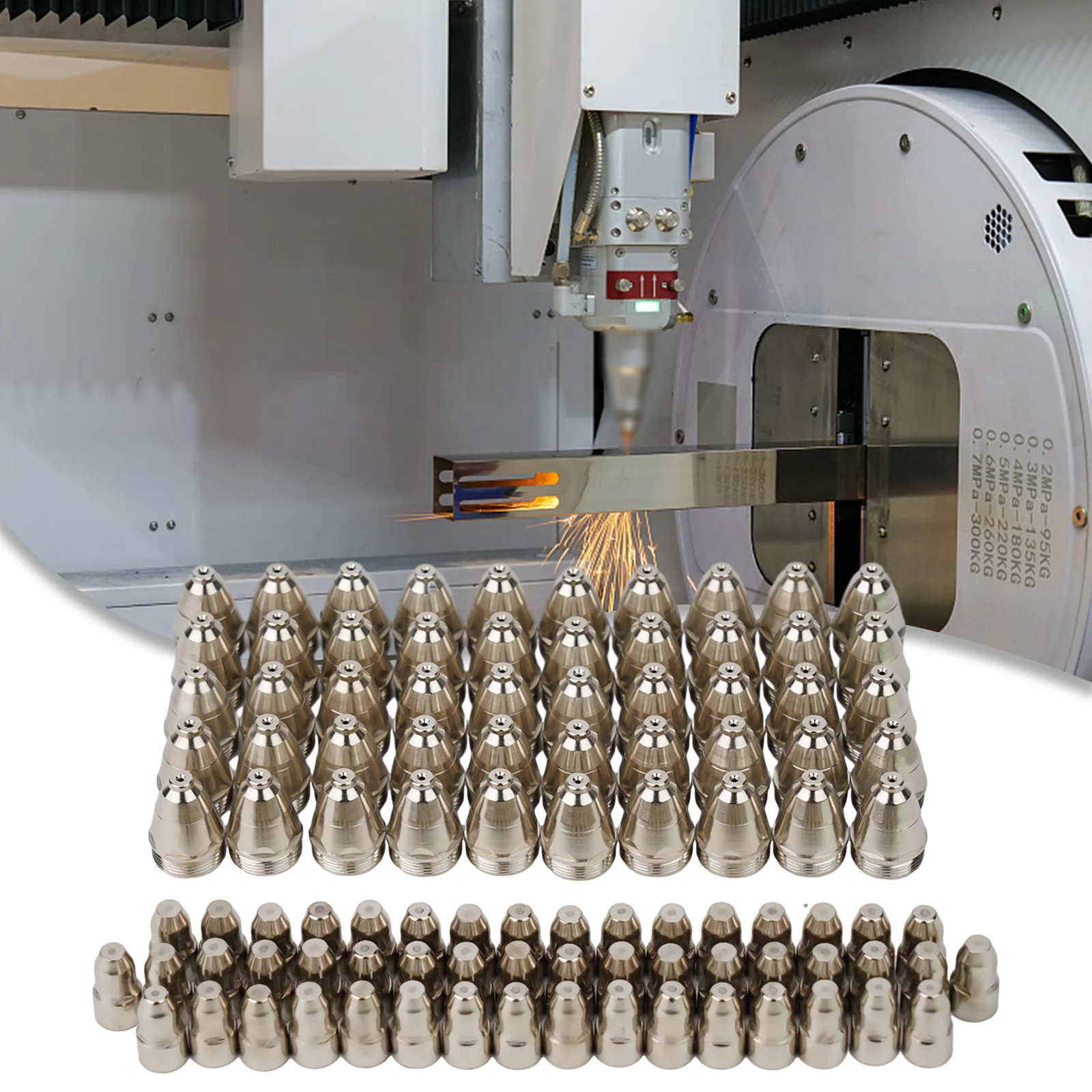 100 قطعة P-80 البلازما قطع المشاعل الاستهلاكية قطع 40A 60A 80A 100A تلميح CNC البلازما الشعلة تلميح القطب الفوهات أدوات لحام