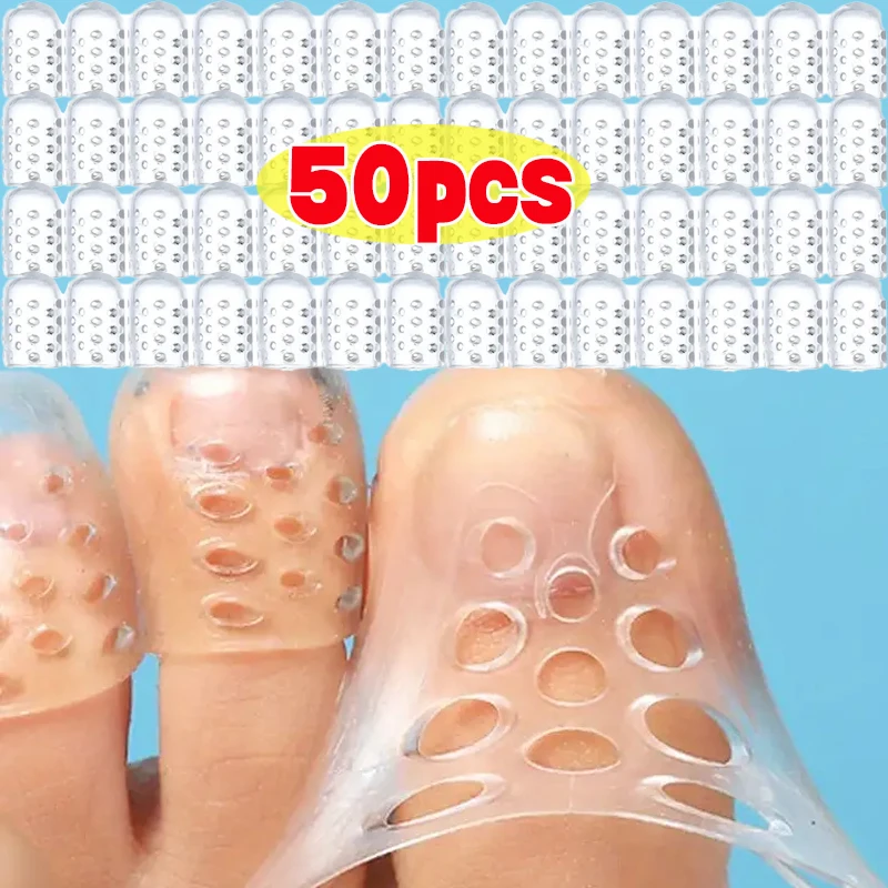 50 pçs a 5 pçs elasticidade silicone toe caps feminino gel pequeno dedo do pé protetor de tubo anti-fricção respirável cuidados com os pés dedos dos pés cobre