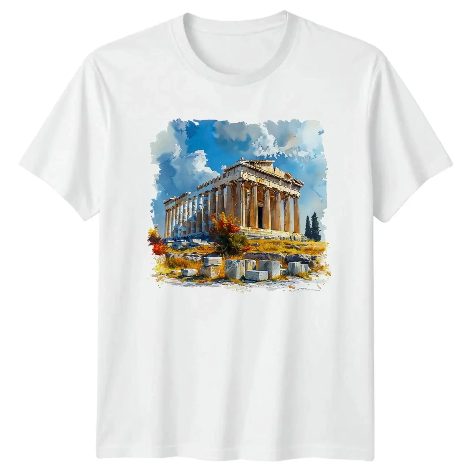 Parthenon Ancient Greek Landmark Athens Greece  T Shirt vintage Washed fashion Stylish Comfortable Soft streetwear Slightly