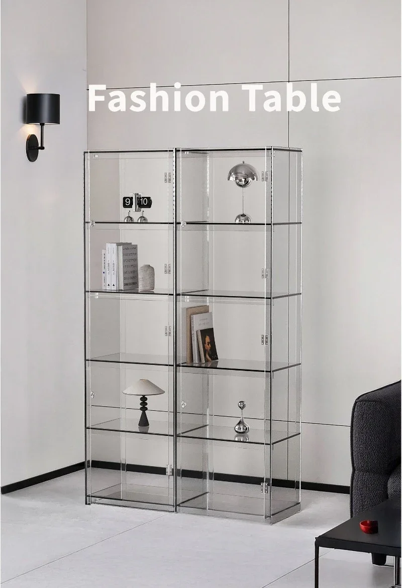 Dustproof floor-to-ceiling bookshelves Living room storage cabinets integrated Wall storage and figurine