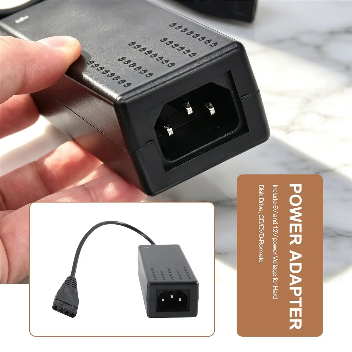 popop New 12V + 5V 2.5A AC Power Adapter for 4Pin IDE Hard Drive HDD CD-ROM Converter SATA
