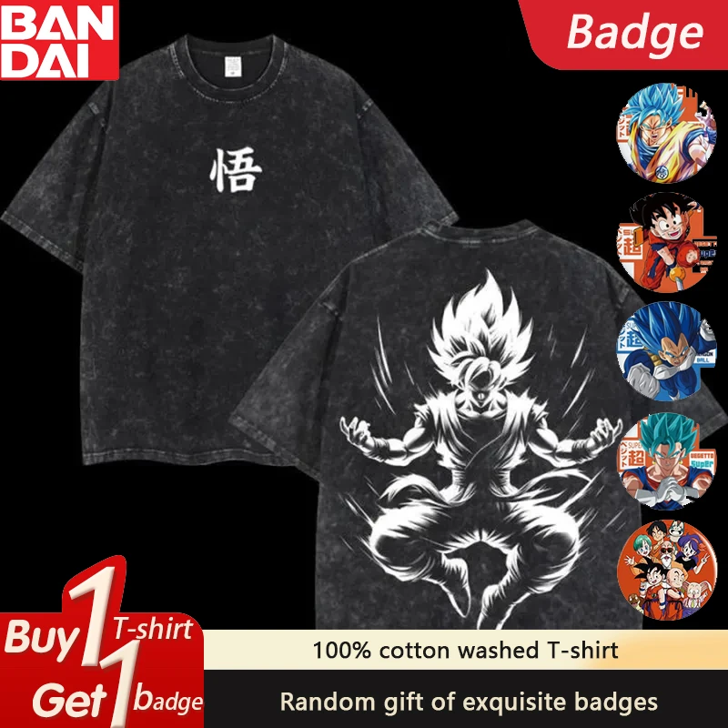 

Dragon Ball аниме черно-белая потертая футболка с эскизом, летняя мужская и женская большая повседневная свободная футболка в стиле Харадзюку с короткими рукавами