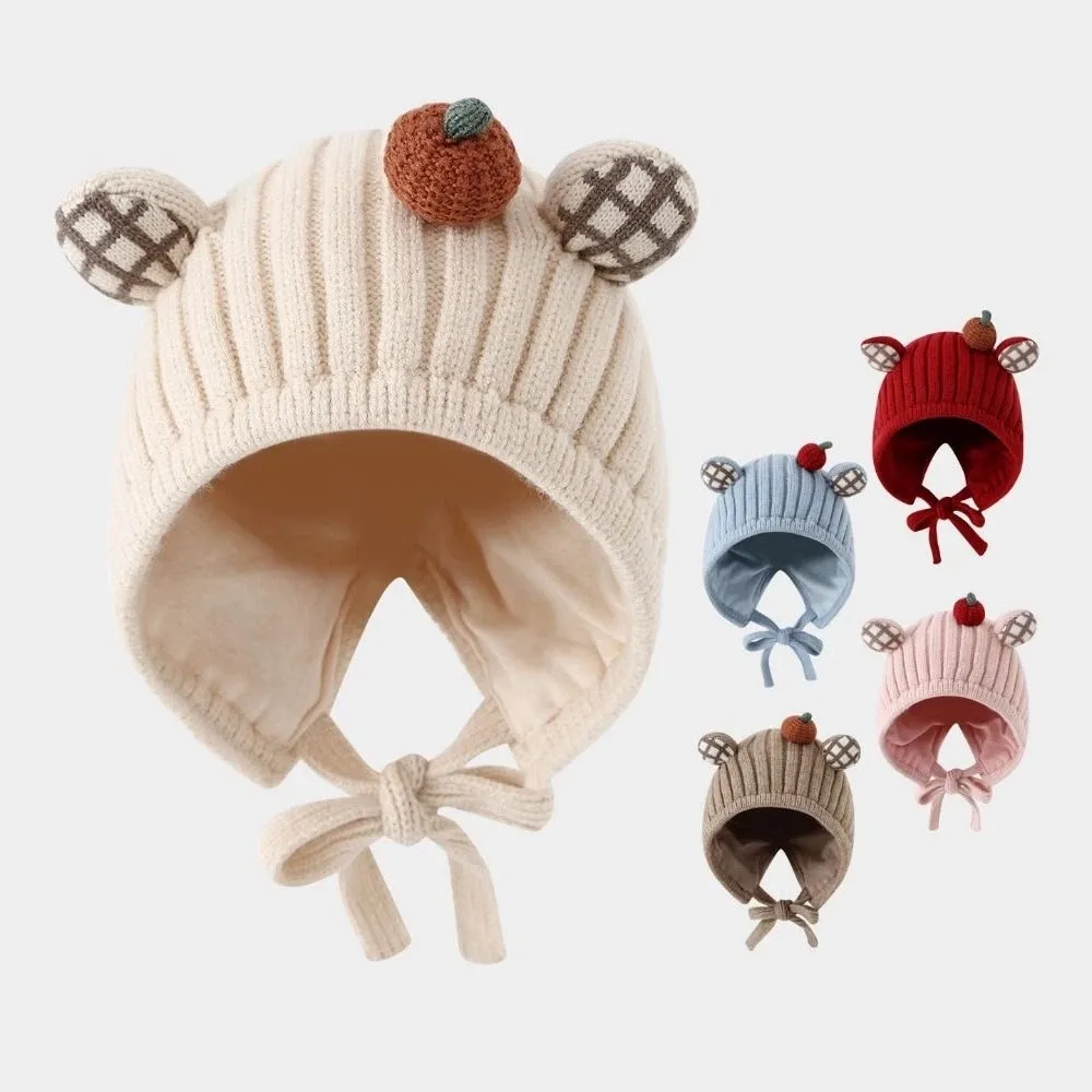 

Cute Winter Baby Crochet Hat Breathable Cold-Resistant Toddler's Knitted Hat Solid Color 5-24 Months Ear Protection Hat