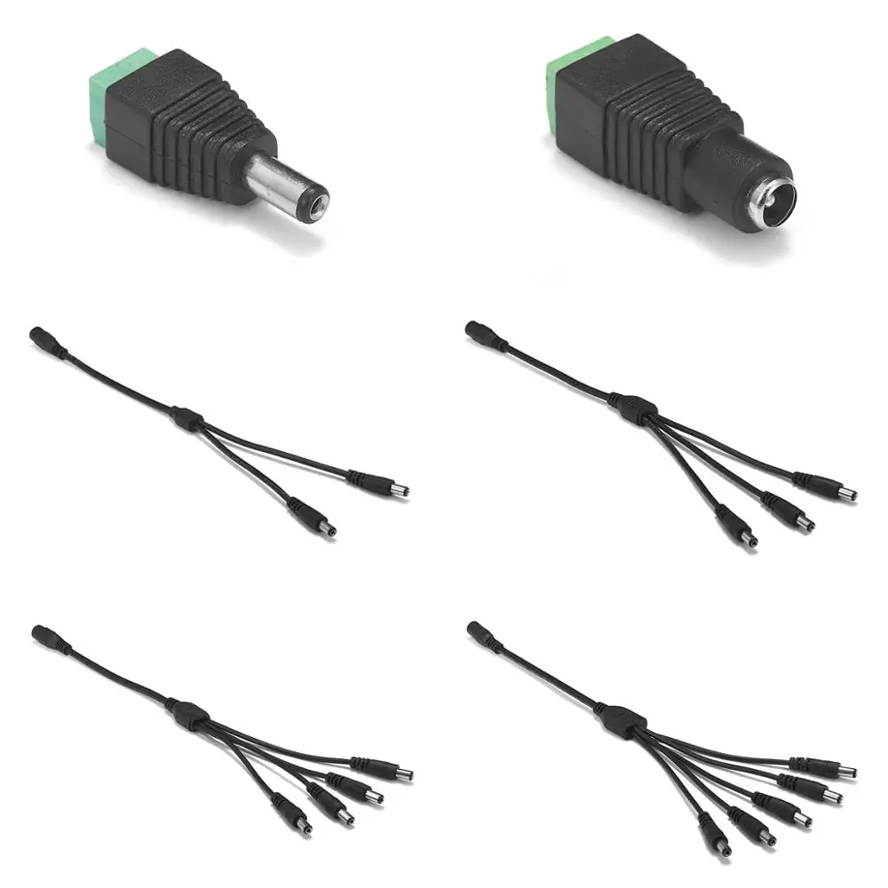 DC Power Splitter Cable 5V 12V 5.5mm 2.1mm 1 To 2/3/4/5/6 Way Power Adapter Connector Cord For LED Strip Lighting CCTV Camera