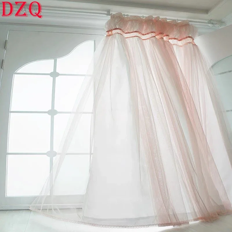 

Double Layered French Elegant Lace Curtains Living Room Pink Princess Cotton Lace Curtains for Balcony Wedding Curtains #A570