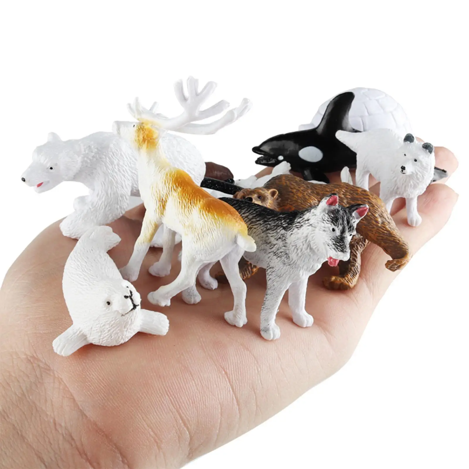 12x Arctic Animal Figures Toy Valentines Day Gifts Interactive Wildlife Animals Figurine Decoration for Festivals Holiday