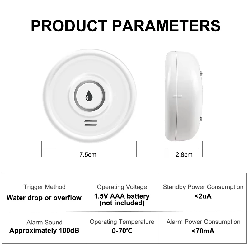 Tuya Smart Water Sensor Home Zigbee WiFi Flood Water Leakage Detector Smart Life App Control Remote Monitoring Home Alarm System
