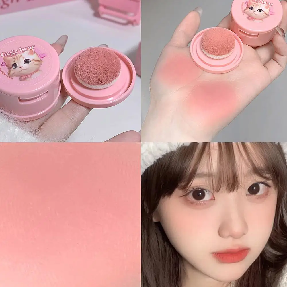 Cute Sponge Face Blusher Matte Natural Cheek Tint Brightening Makeup Beauty Hachimi Girl's Mud Cosmetics Blush Sponge W8c2