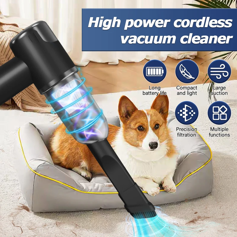 Car and home dual-purpose cordless vacuum cleaner, 3-in-1 rechargeable powerful handheld vacuum cleaner, 2000*2 battery - Image 3