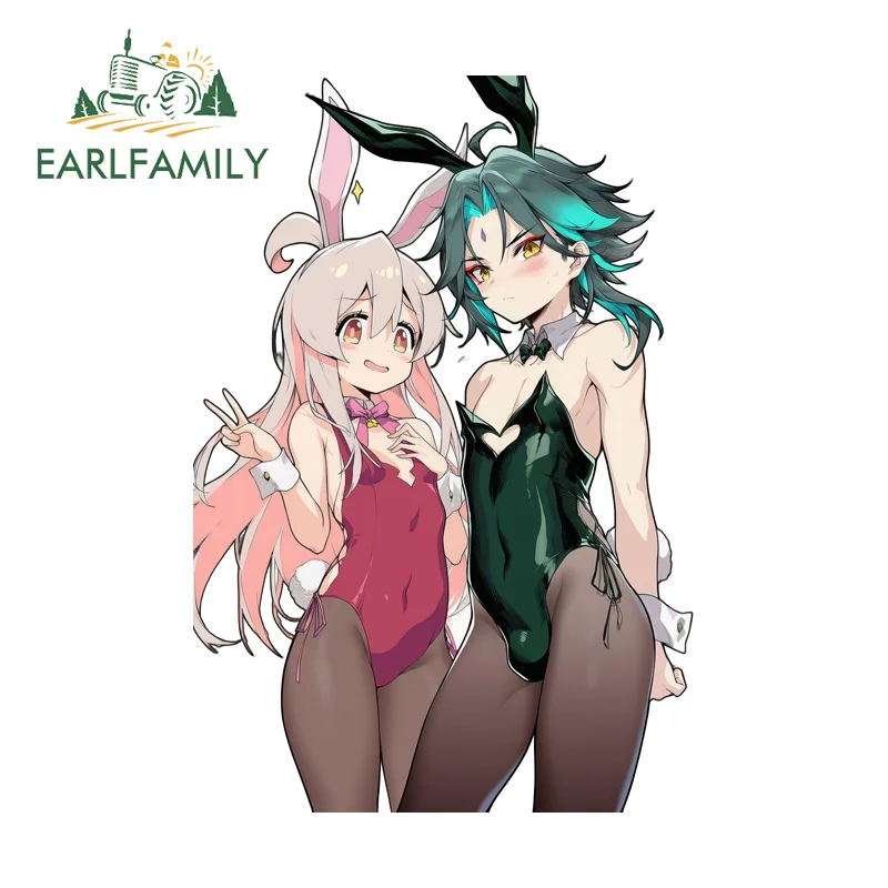 EARLFAMILY Genshin Impact Car Stickers Femboys Toolbox Computer Cooler Decal Waterproof Sunscreen Refrigerator Computer Cooler