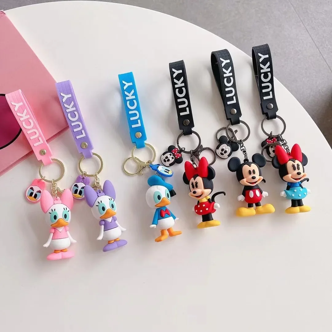 Disney-Anime Mickey Mouse Chaveiro, Minnie, Margarida Chaveiro Pingente, Boneca PVC, Crianças Sacos Acessórios, Presente de Aniversário, Bonito, Amigo