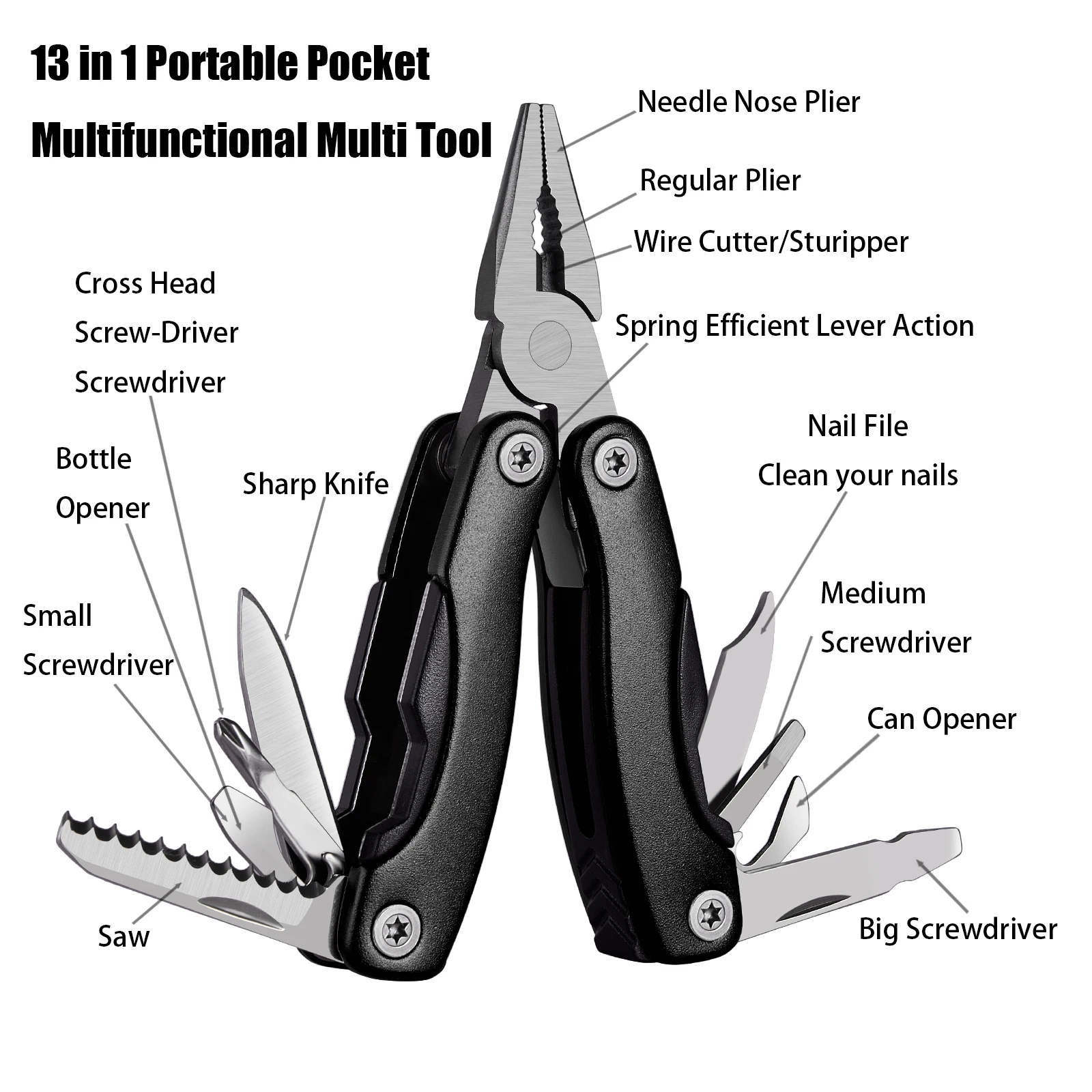 Imagem -03 - Alicerces Multitool ao ar Livre Portáteis de Faca Dobrável Faca de Acampamento Edc Ferramentas Multifuncionais Aço Inoxidável