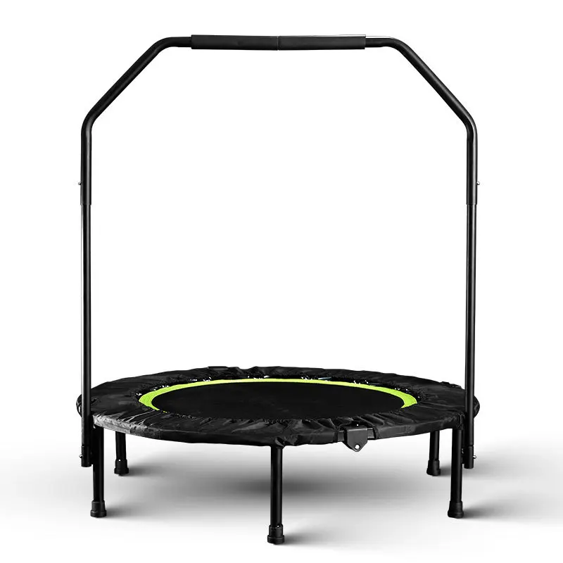 

40 Inches Folding Fitness Trampolines with Adjustable Heights Foam Handrail Jump bed indoor