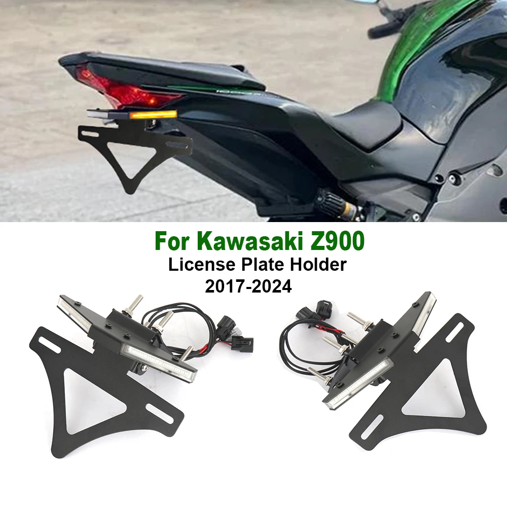 

For Kawasaki Z900 Z 900 z900 2017-2024 NEW Motorcycle Adjustable License plate holder Foldable short tail with turn light