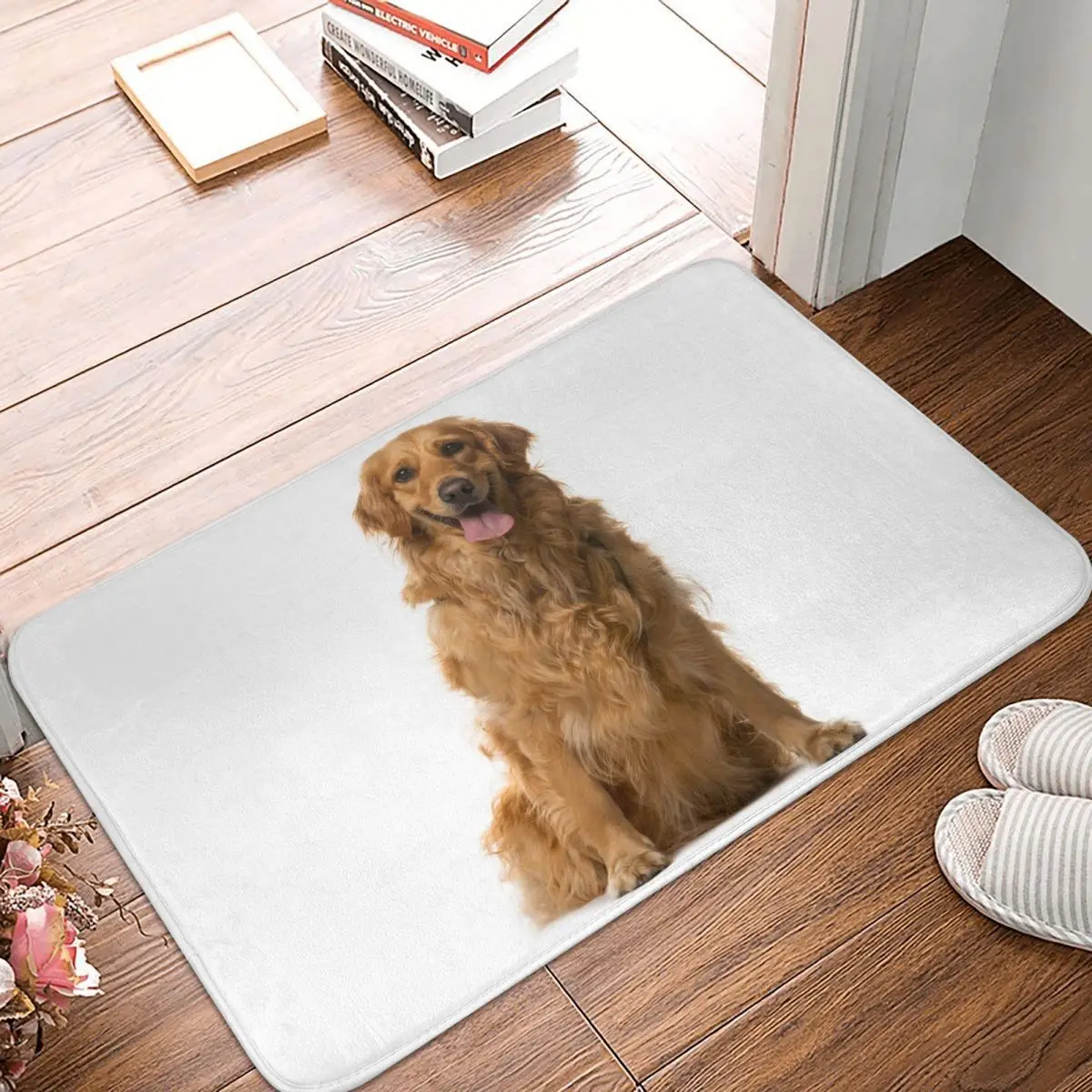 Golden Retriever Dog Foot Mat for Shower Home Decor Brown Bath Mat Quick Dry Retro Bathroom Carpet Absorbent Non Slip Toilet Mat