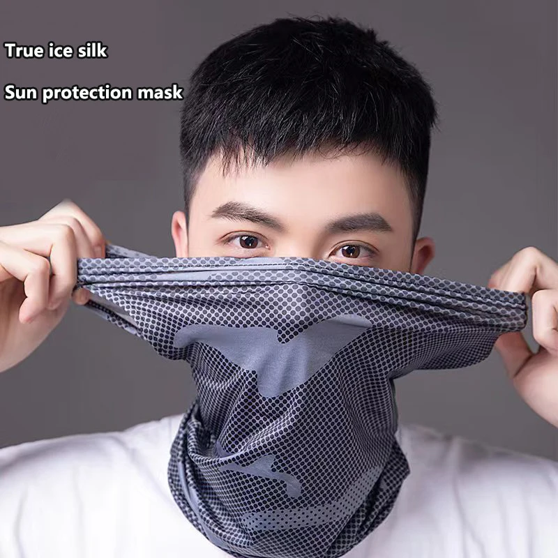 

Summer UV Protection Sunscreen Mask Face Scarf Cycling Sunscreen Ice Silk Mask Face Cover Neck Wrap Cover Breathe Traceless Thin