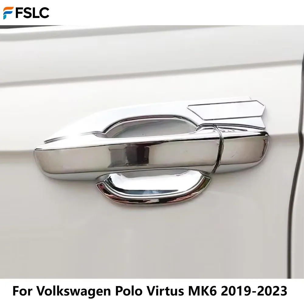 ⭐ Genuino ⭐   Para Volkswagen Polo Virtus MK6 2019-2023, Cubierta Decorativa de ABS para Manijas de Puerta, Accesorios de Estilo Exterior para Auto