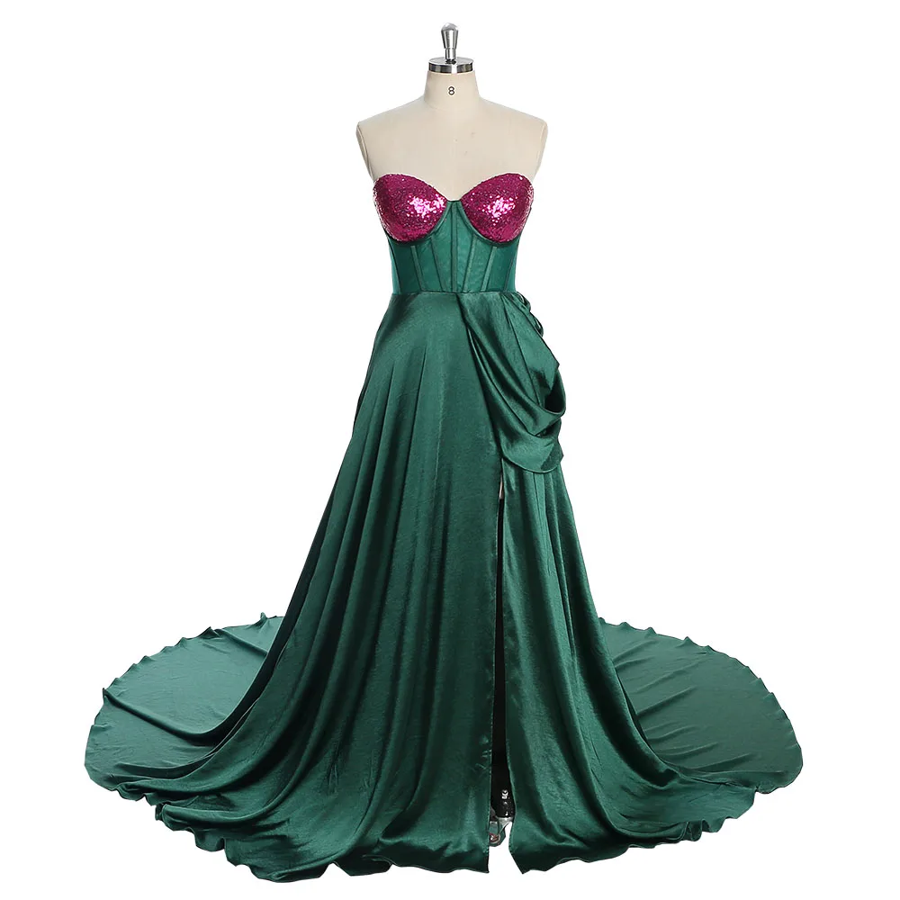 Sweetheart High Slit Luxury Elegant Evening Dresses with Sweep Train Women's Christmas Party Dress for Photo Shoot YW231017