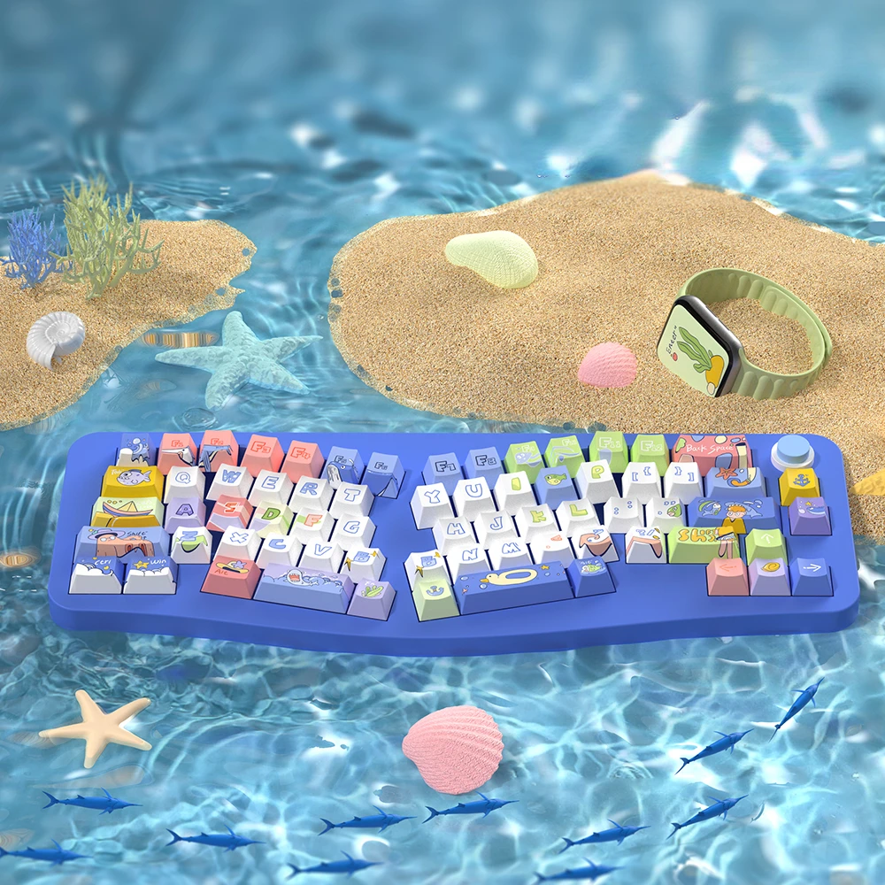 Passing through the ocean theme keycaps 138/158keys Cherry Profile blue and white PBT material suitable for mechanical keyboards