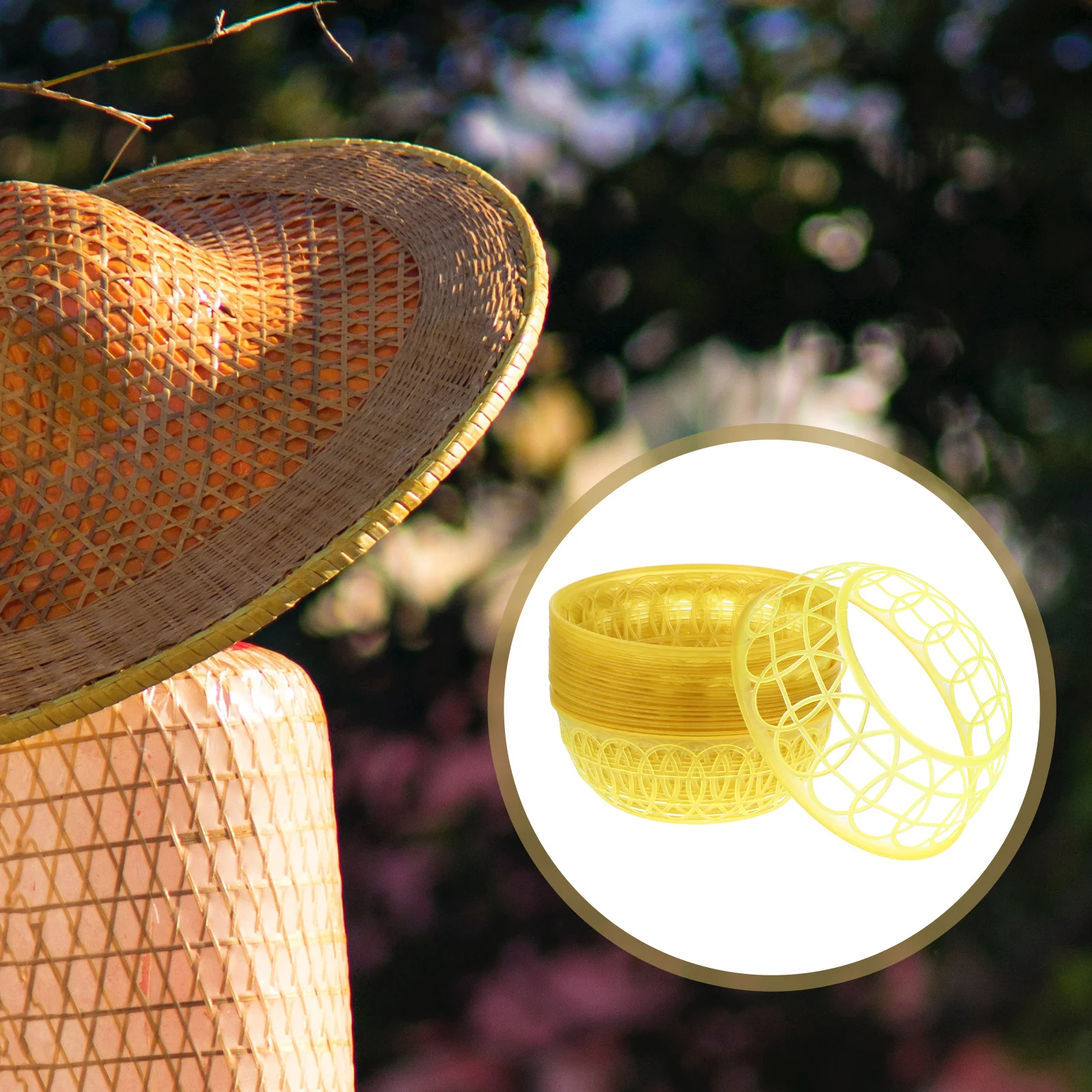 

20pcs Plastic Sun Hat Inner Ring Lightweight Diy Braided Hoop For Summer Travel Craft Accessory Storage Rack