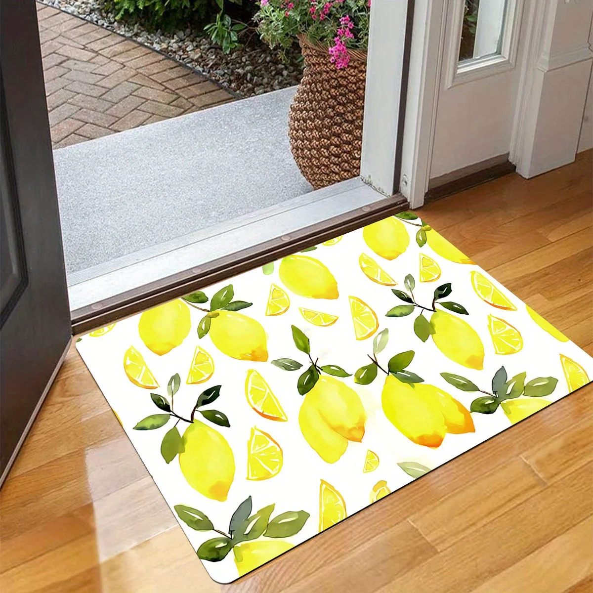 Fresh Lemon Floor Mat Yellow Citrus Fruit Pattern Non-slip Soft Rug for Kitchen Bathroom Living Room Home Decor