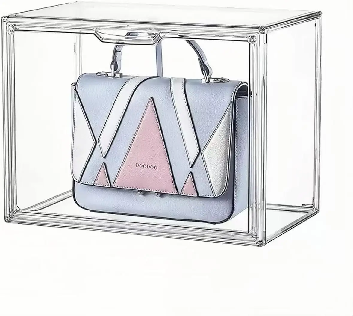 

Clear Acrylic Display Box with Front Door, Large Storage Case for Collectibles Skincare Toys, 14.17x8.66x10.63 Inches Transparent Cabinet