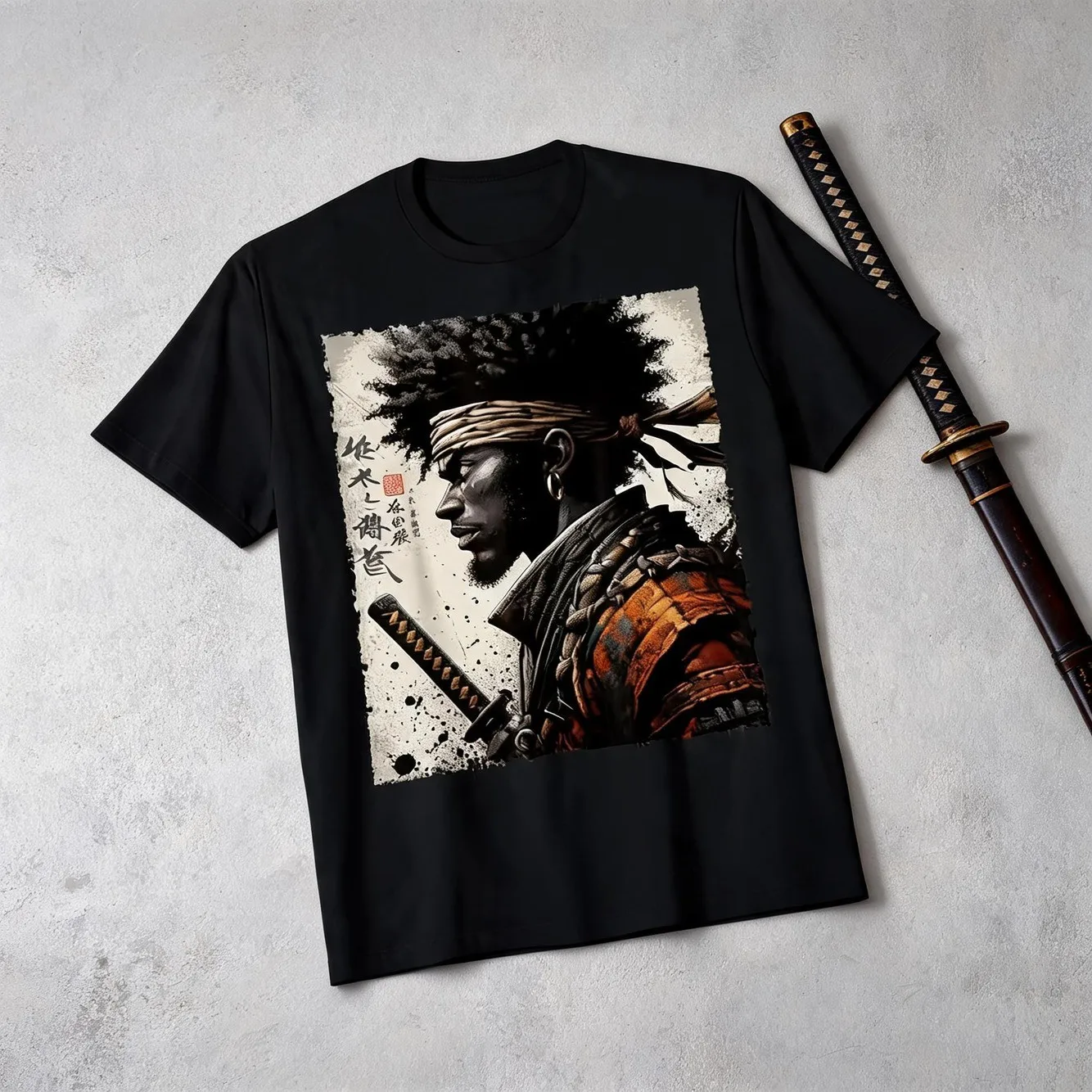 Samurai Vintage African Warrior With T Shirt