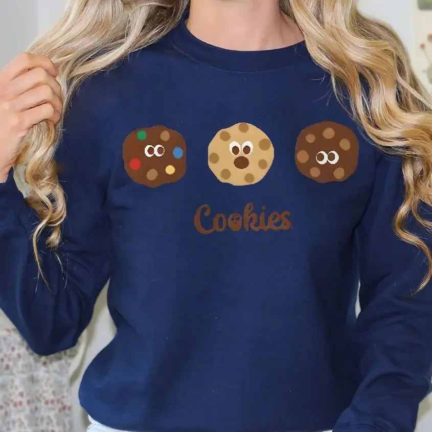 

Unisex Sweatshirt Long Sleeves Casual Hoodies Stylish Pullover Daily Wear Multiple Colors Versatile Lovely Cartoon Cookies