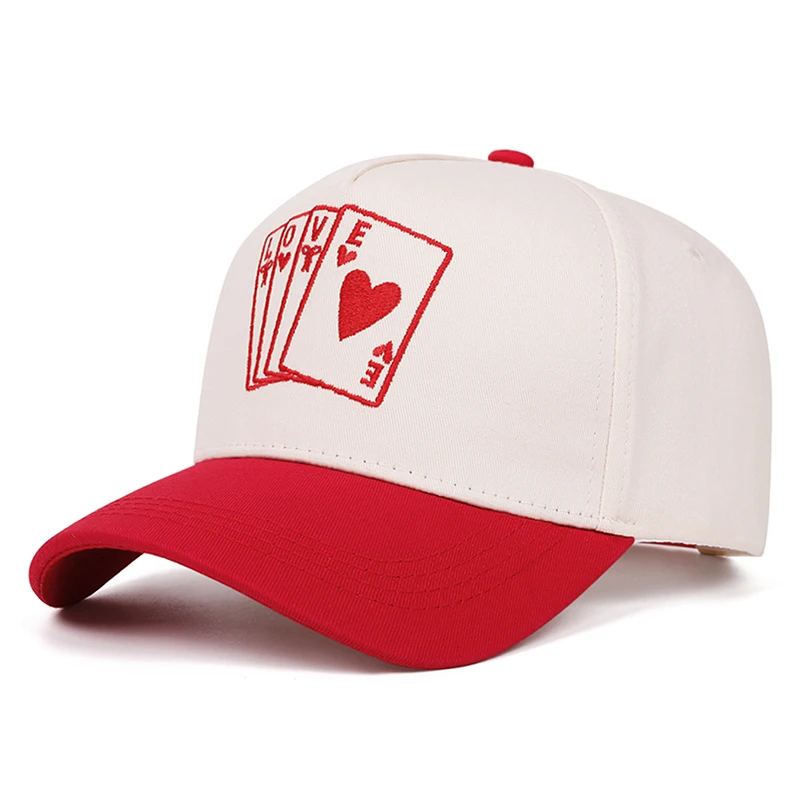 2026 New Baseball Hat Red Peach Poker LOVE Embroidered Hip Hop Skateboarding Hat Daily Commuting Decoration Sunshade Hat Unisex - view 5