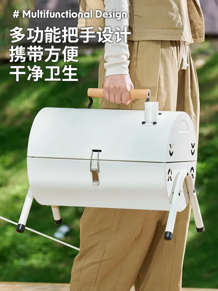 Portable Foldable  Barbecue Grill with Charcoal BBQ, Ideal for Outdoor Cooking