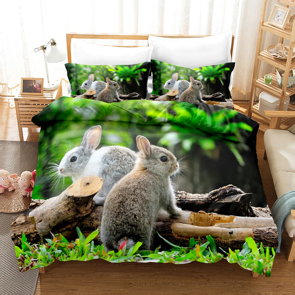 3D Printed Easter Hare Rabbit Bedding Set Down Quilt Cover With Pillowcase Double SIngle King