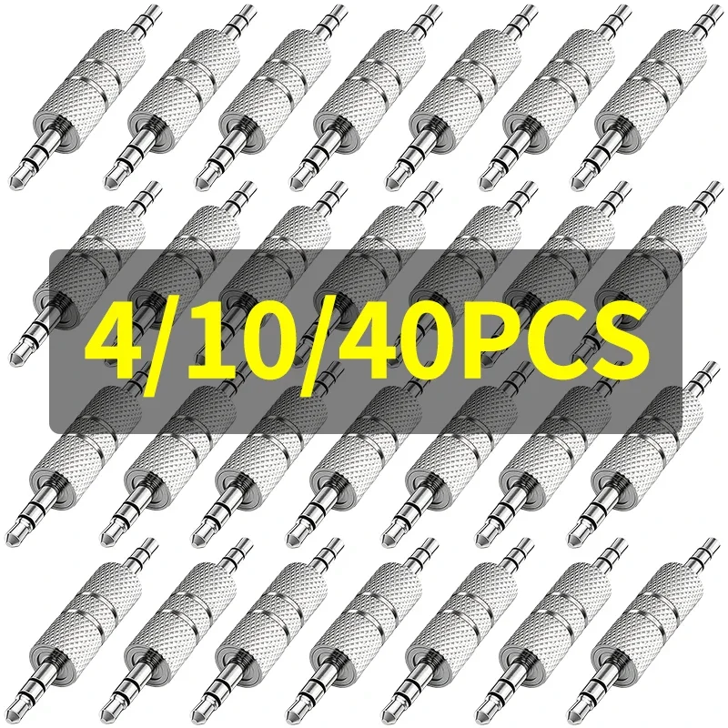 4/10/40Pcs 3.5mm Male to Male Stereo Audio Plug Connector Barrel Coupler Metal Adapter  -for Headphone Speaker Microphone Repair