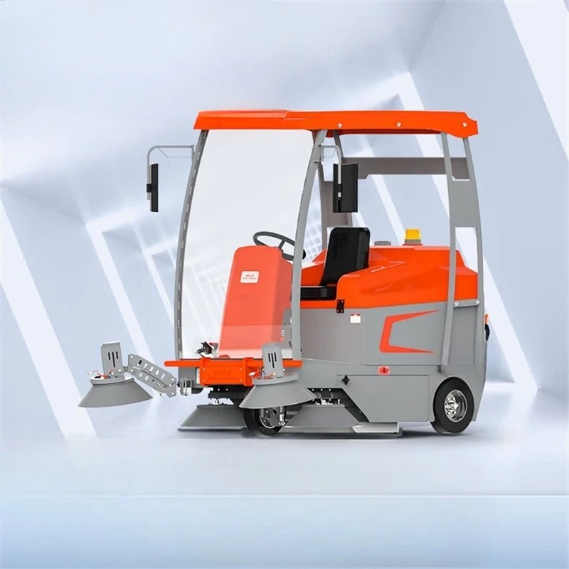 Ride-on electric semi-enclosed sweeper, stainless steel