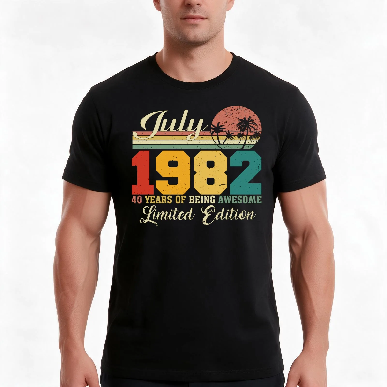 July 1982 40 Years Of Being Awesome Limited Edition Since Old Vintage Gift T-Shirt, Summer Casual Cotton Tee, Unisex Men Women