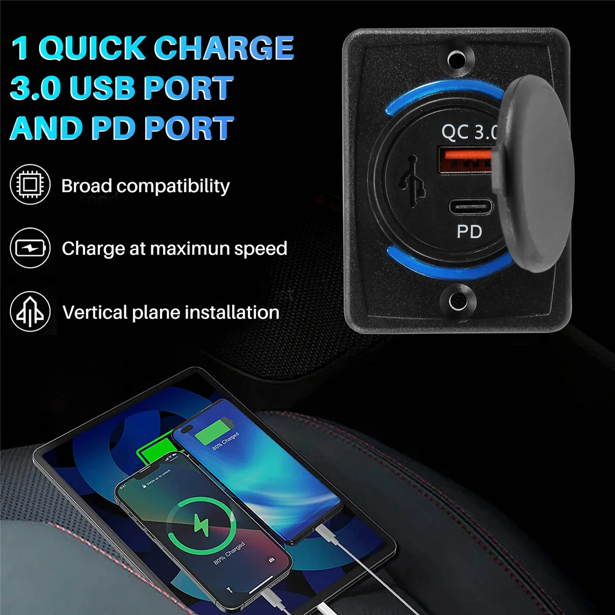 Autolader Socket 18W En Qc 3.0 Usb Snellaad Stopcontact Snel Opladen 3.0 Qc 3.0 Voor Auto Boot Marine Rv Mobiel