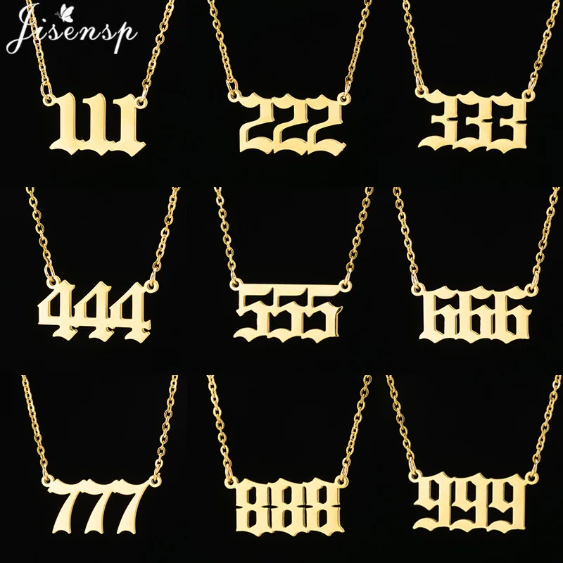 Stainless Steel Angel Number Lucky Numbers Necklaces 111 222 333 444 555 888 999 777 666 Pendant Necklace Charms Jewelry