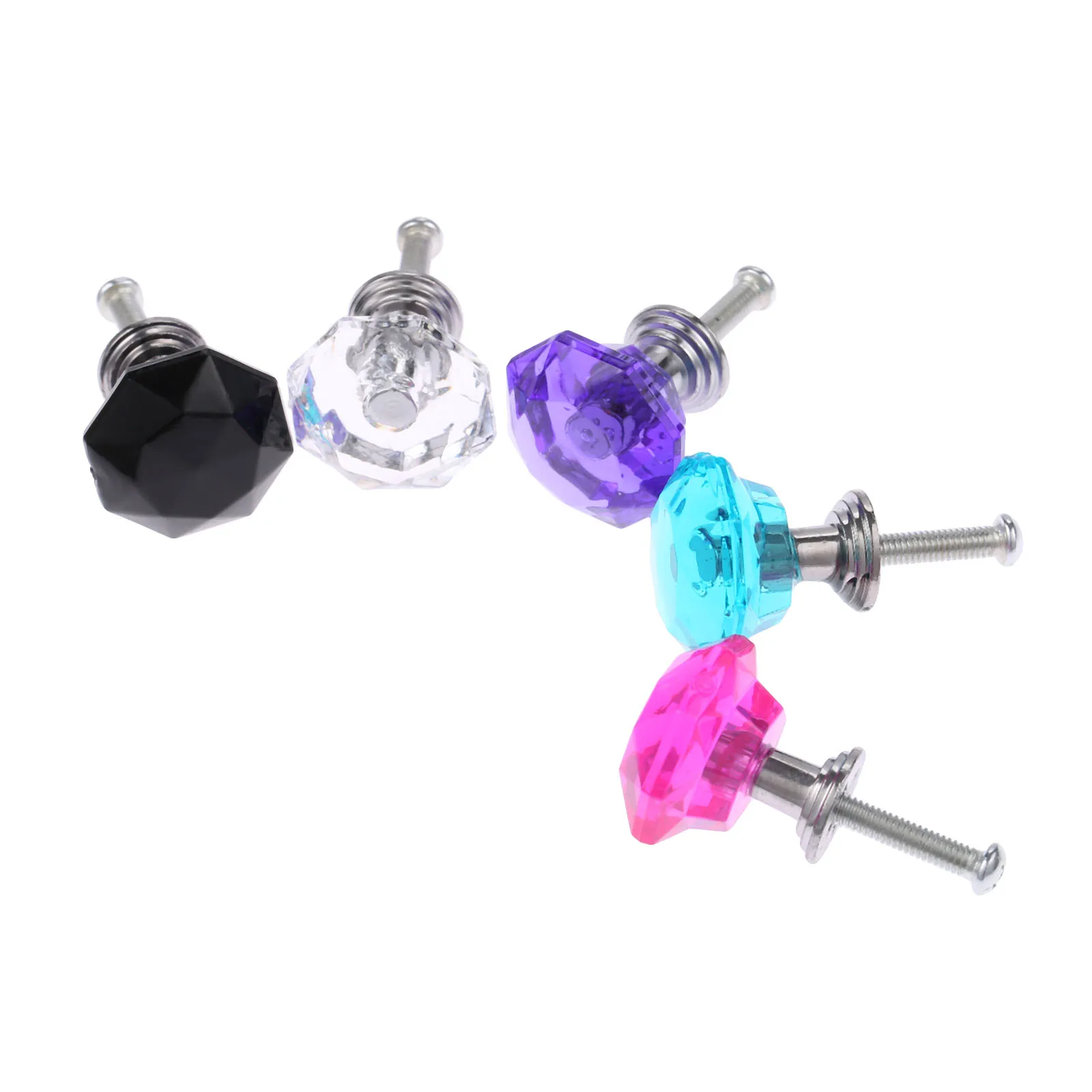 24mm Elegant Crystal Cabinet Door Knob Drawer Cupboard Wardrobe Pull Handle Transparent Furniture Mini Knobs and Handles