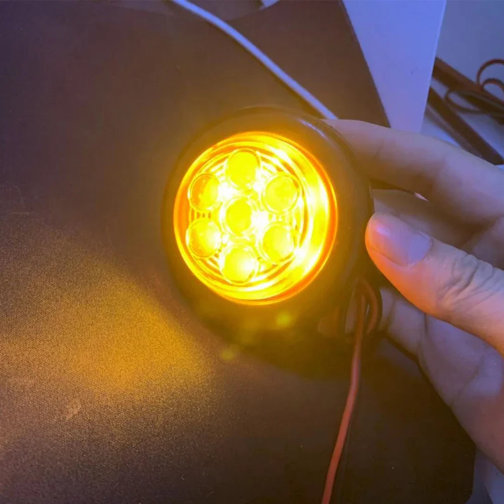 12V 24V 6LED Indicators Round Trailer Side Marker Light Yellow White Red For Trucks Clearance Lights Truck Turn Signal Lamp