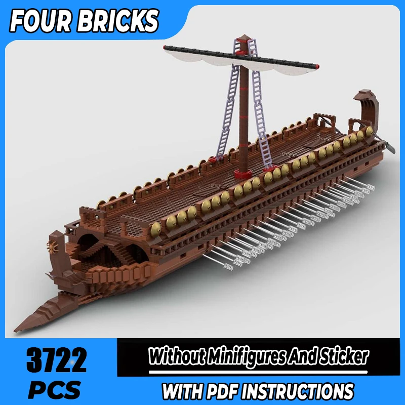 

Moc Building Blocks Greek Bireme Technology Modular Bricks Model Gifts Christmas Toys DIY Sets Assembly