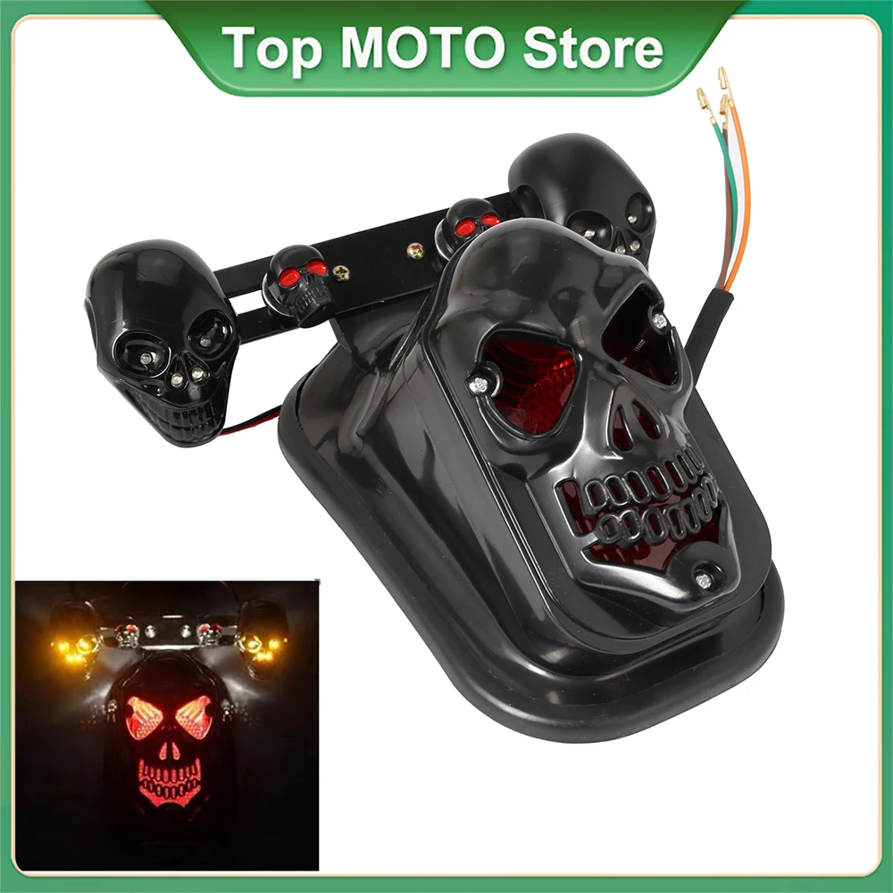 

Motorcycle Skeleton LED Taillight Modified Skull Taillight With Turn Signal Motorbike Tail Lights Motorcycle Styling Accessories