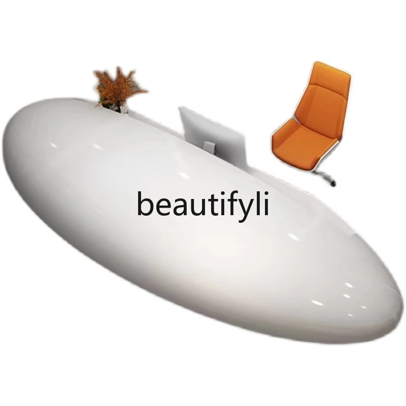 

Special-shaped paint Front desk Bar checkout page Welcome Service desk Creative reception desk Customization