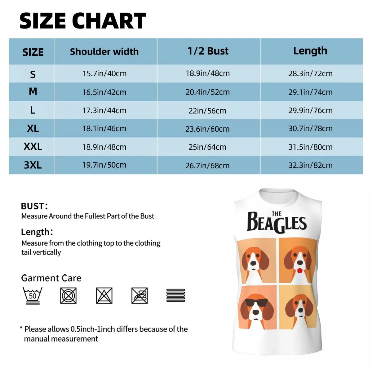 The Beagles Men Printed Sleeveless T-shirt Casual Hip Hop Street Style Beach Holiday Tank Tops