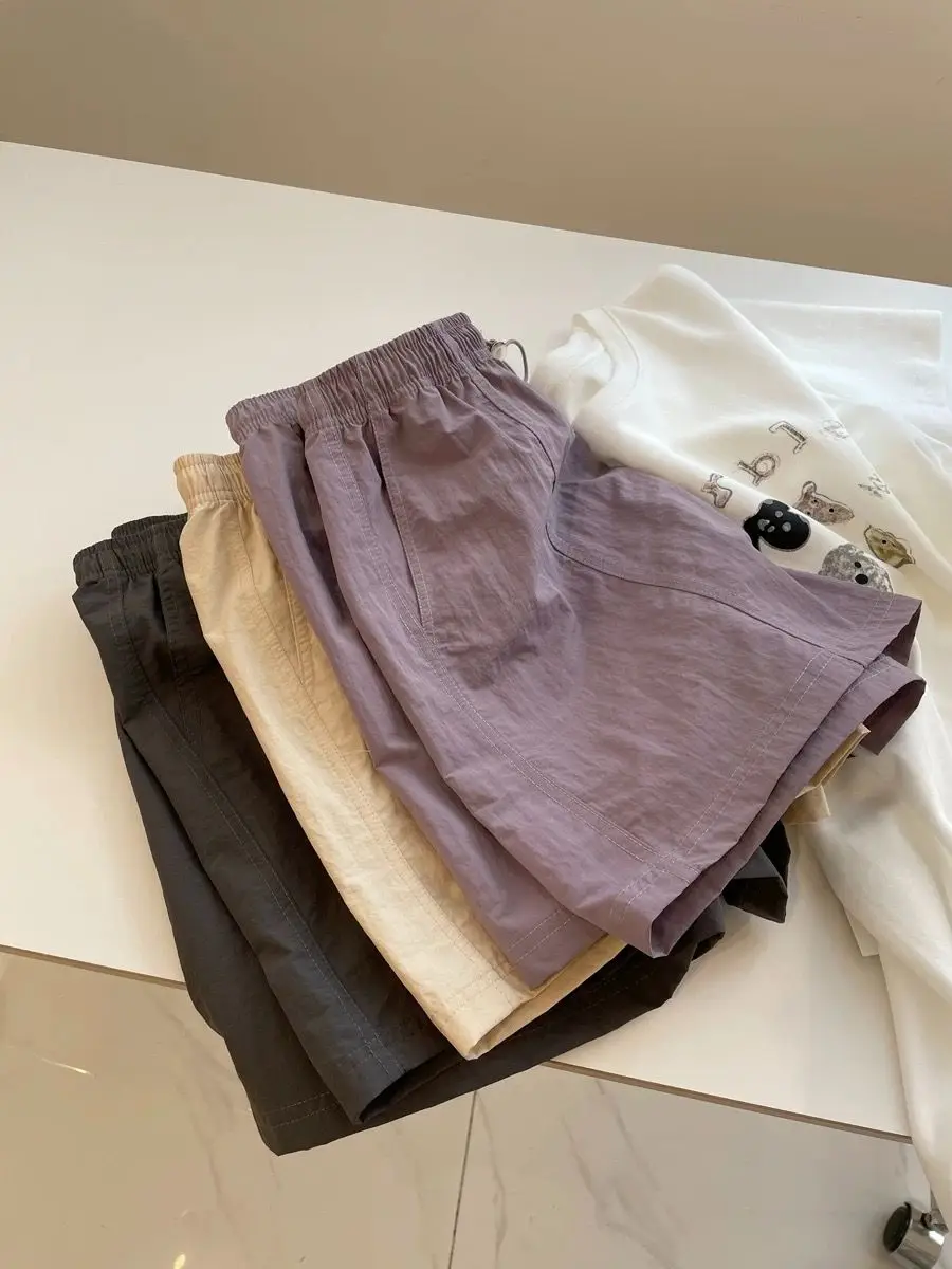 

High Waist Wide Leg Elastic Waist Shorts Women Summer Loose Slimming Fast Dry Sports Hot Pants Trendy Cotton Linen Blend Casu...