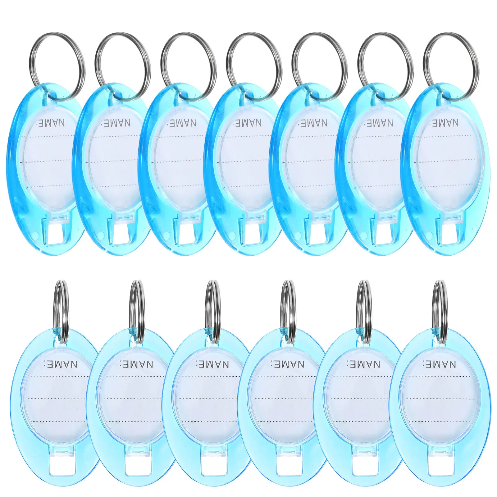 

50pcs Plastic Ring Reusable Labels For Luggage Id Pet Plastic Key Tags Name Tags Colorful Key Chain Organizers